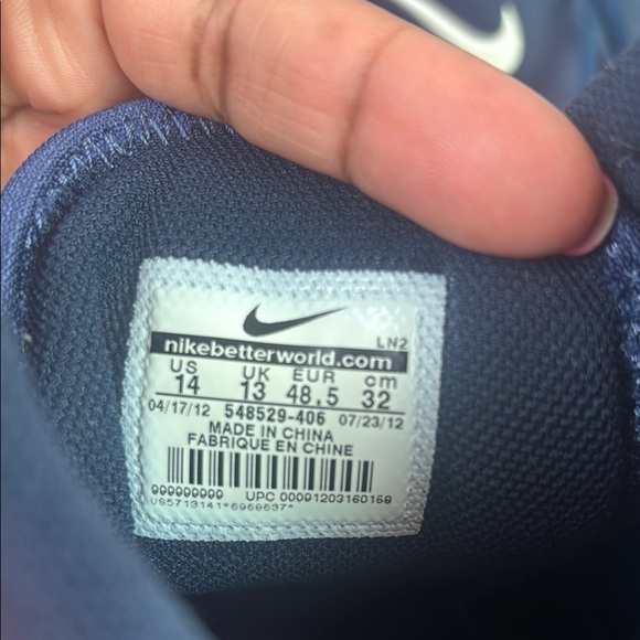 Nike Zoom Athletic Cleats Navy Blue and Orange Size 14 - Picture 2 of 9